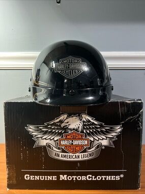 Harley Davidson Motorcycle Genuine Skull Half Helmet Gloss  Black XS Small w Box